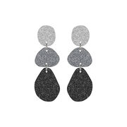 Silver, grey and black triple glitter drop earrings